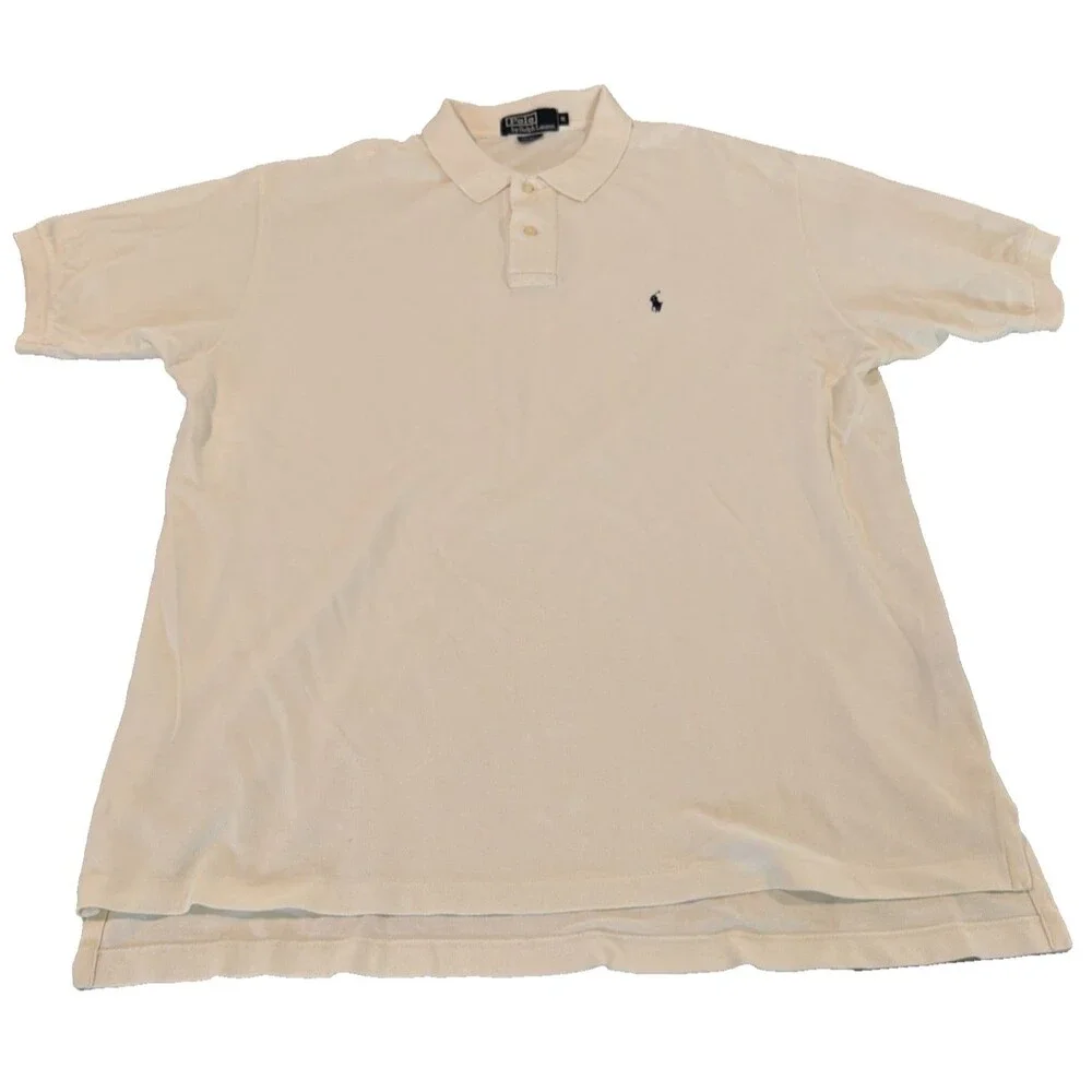 Polo Ralph Lauren Men’s Short Sleeve Polo Shirt Cream Beige XL Cotton Pique Knit